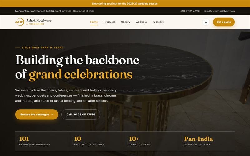 Homepage of Ashok Hotelware & Furnishing