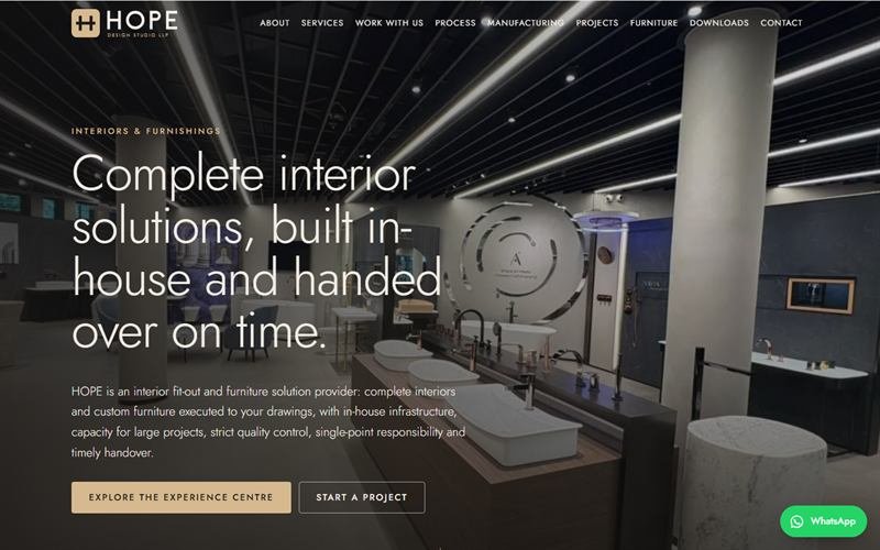 Homepage of HOPE Design Studio
